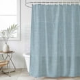 thumbnail image 6 of Polyester Fabric Vintage Haze Blue Shower Curtain, Farmhouse Retro Solid Color Linen Texture Waterproof Bathtub Curtain Bathroom Decor Set with Hooks 48 x 72 Inches, 6 of 6