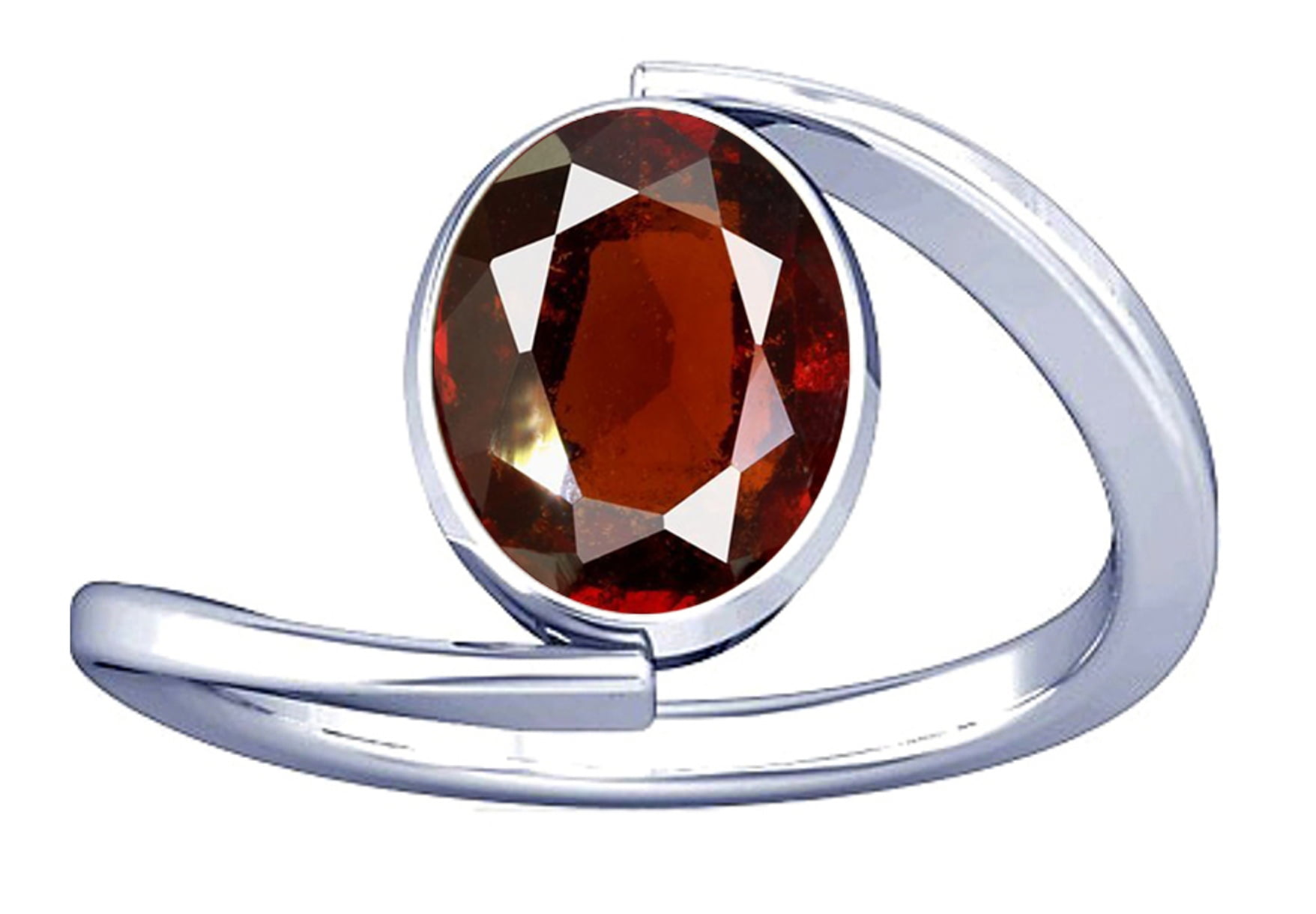 Divya Shakti 5.25 5.50 Carat Hessonite Gomed Gemstone Silver Ring