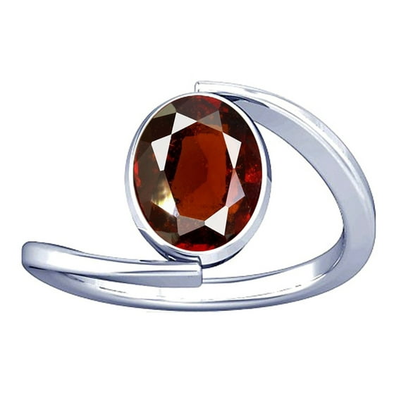 Divya Shakti 6.25-6.50 Carat Hessonite Gomed Gemstone Silver Ring for Women