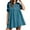 Blue, variant on Womens Babydoll Mini Dress Color Block V Neck Short Sleeve Lapel Shirt Dress Summer Casual Beach Sundress Lightning Sales Hot Pink L
