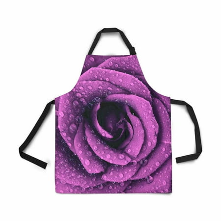 Rosewater For Baking ASHLEIGH Adjustable Bib Apron for Women Men Girls Chef with Pockets Purple Dark Rose Floral Natural Flower Water Novelty Kitchen Apron for Cooking Baking Gardening Pet Grooming Cleaning ()