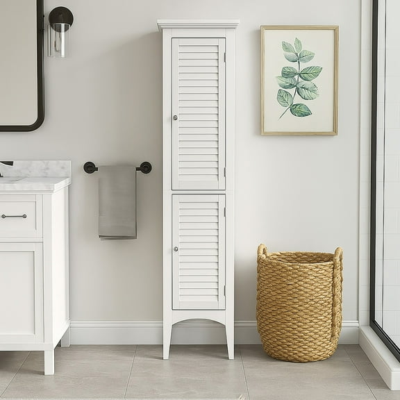 Elegant Home Fashions Sicily Linen Tower with 2 Shutter Doors