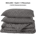 thumbnail image 7 of Quilt Set Twin Size Grey, Classic Geometric Diamond Stitched Pattern, Microfiber Ultra Soft Lightweight Bedspread Coverlet for All Season, 2 Piece Includes 1 Quilt and 1 sham, 7 of 7
