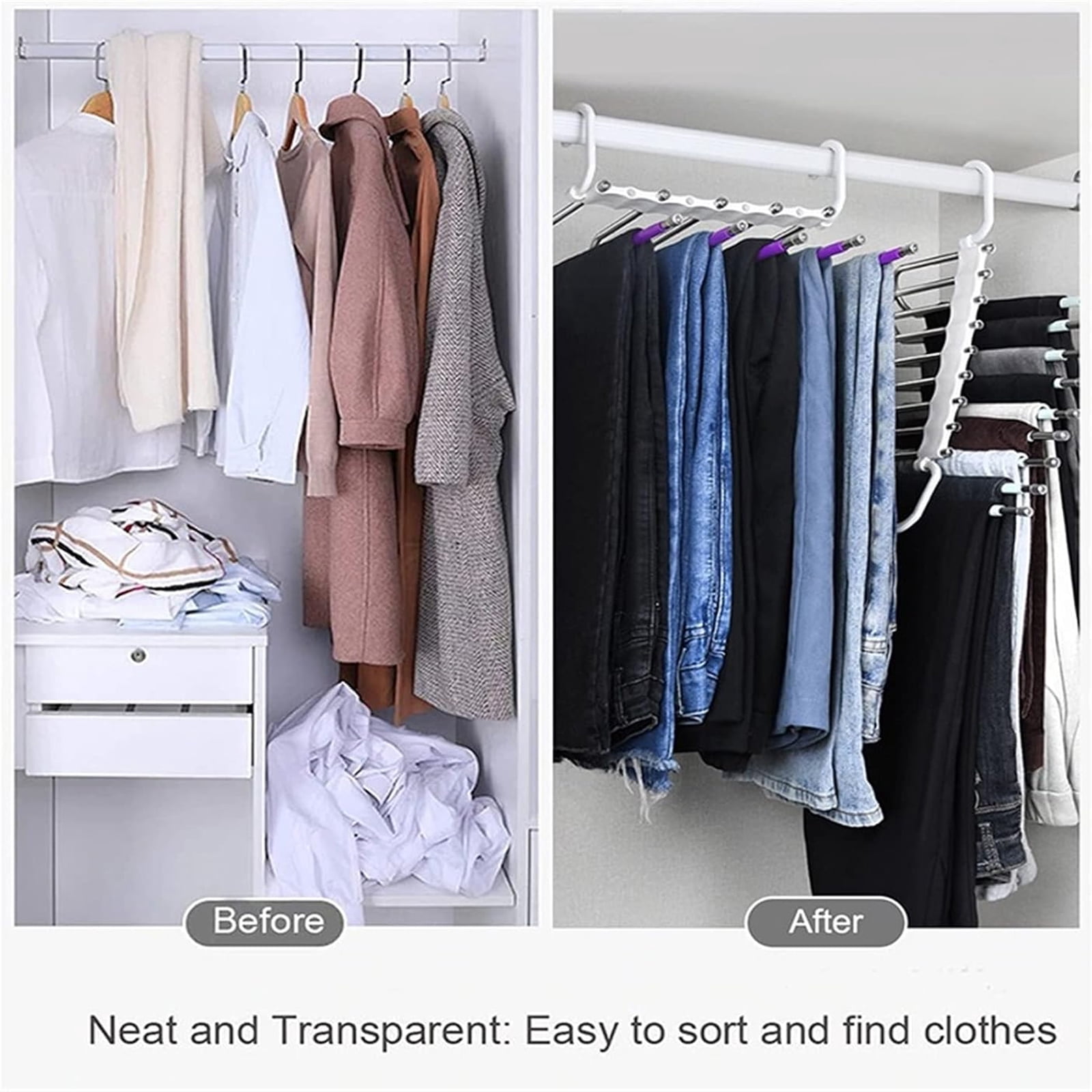 6-Layer Stainless Steel Metal Pants Hangers | Space-Saving Hanger Rack for Men & Women | Folding Clothes Hangers | Multi-Purpose Organizer for Pants, Scarves, Jeans