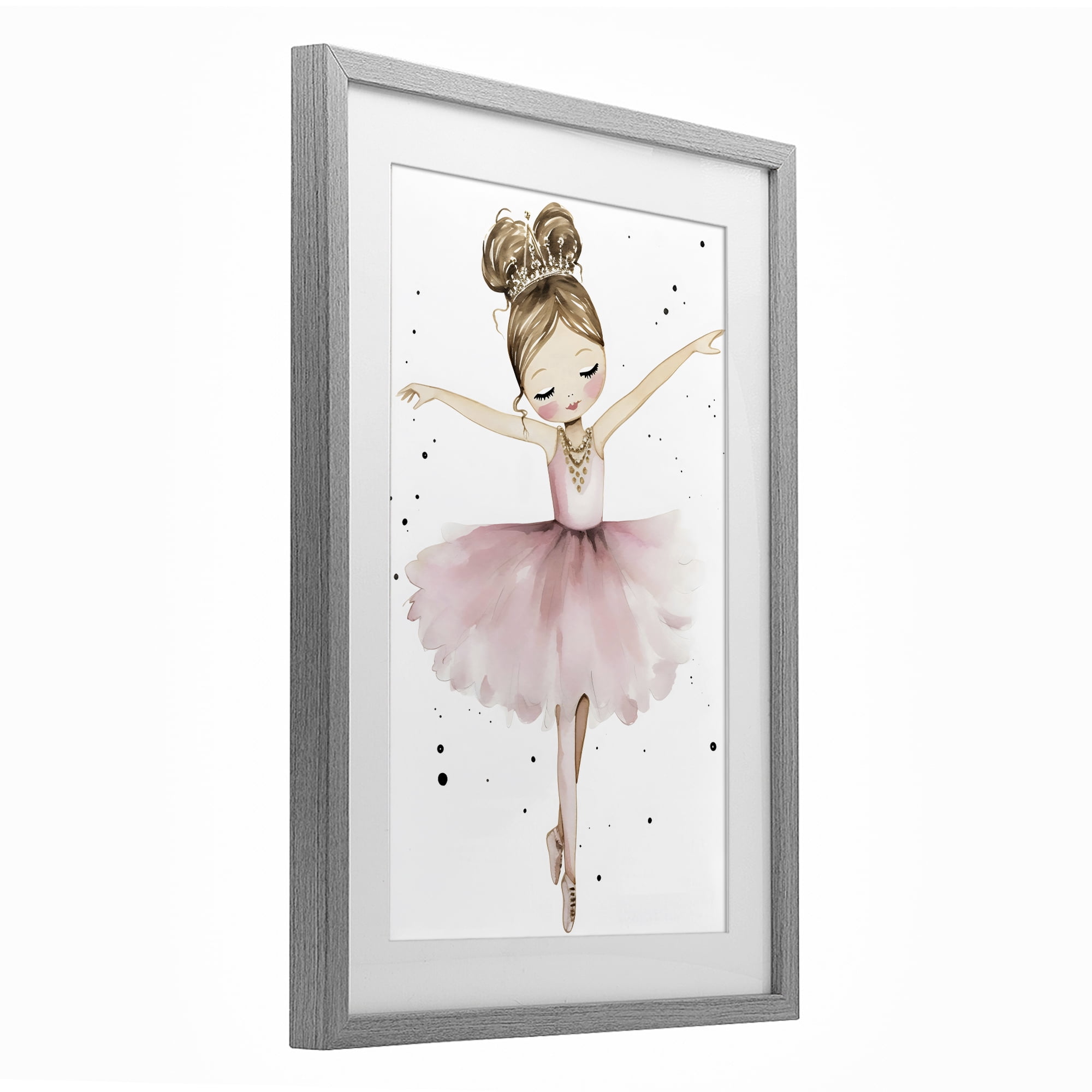 Stupell Industries Pointe Princess in Pink Tutu Gray Framed Print Under Glass, design by Creative Studio