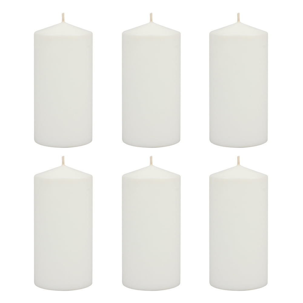Stonebriar 3 x 6 Inch Unscented White Pillar Candles, 6 Pack Walmart