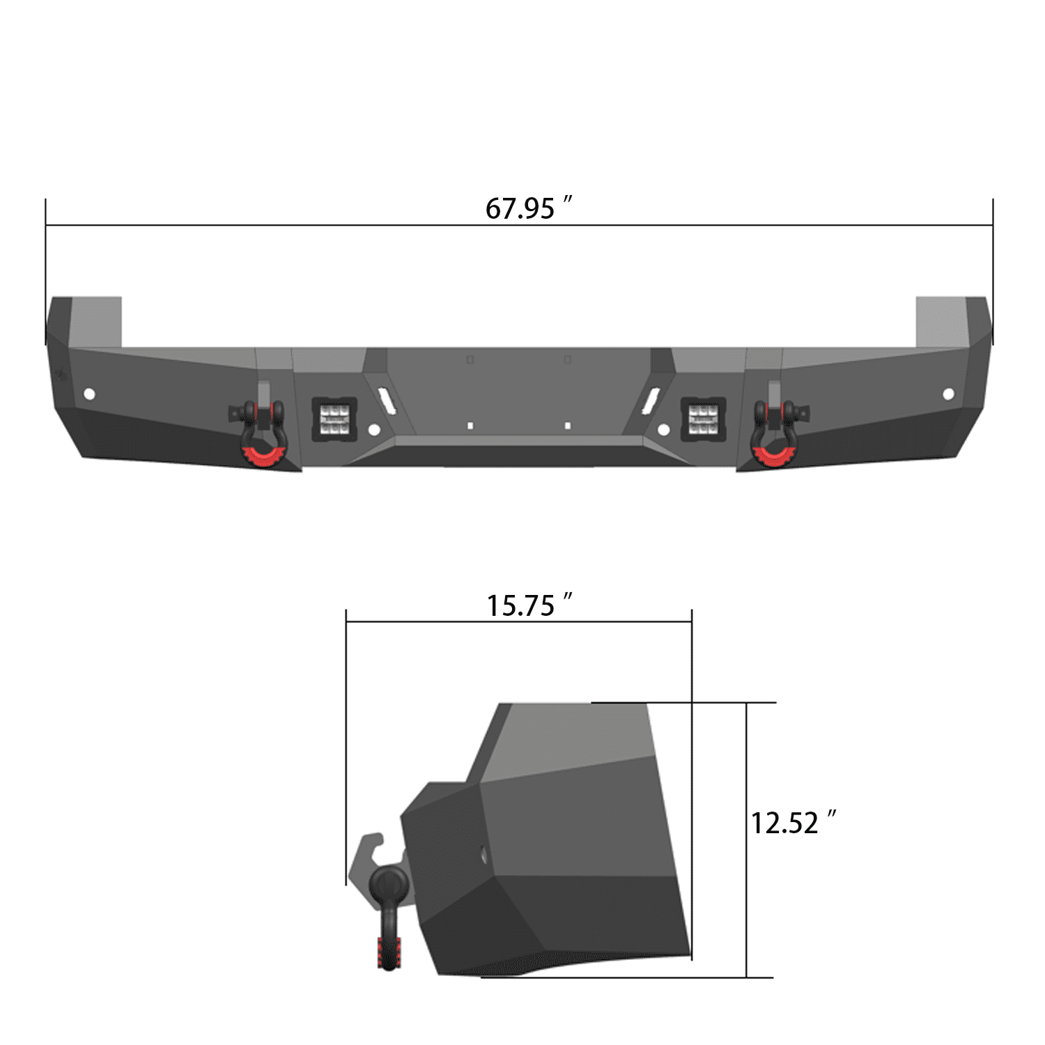 TIOYAR For 2005-2015 Toyota Tacoma Steel New Front and Rear Bumper With Winch Plate&Lights (Black Texture)