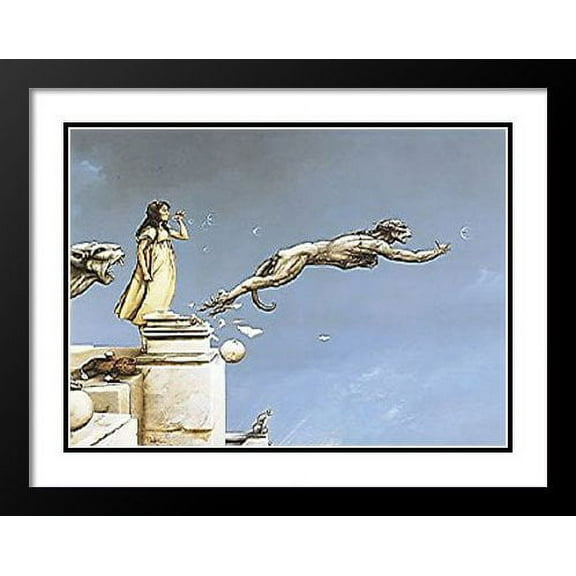 Michael Parkes Framed and Double Matted Art 29x25 "Gargoyles"