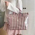 thumbnail image 5 of Striped Tote Bag for Women Large Work Totes Plaid Pool Handbag Letter Print Trendy Slouchy Beach Bag, 5 of 9