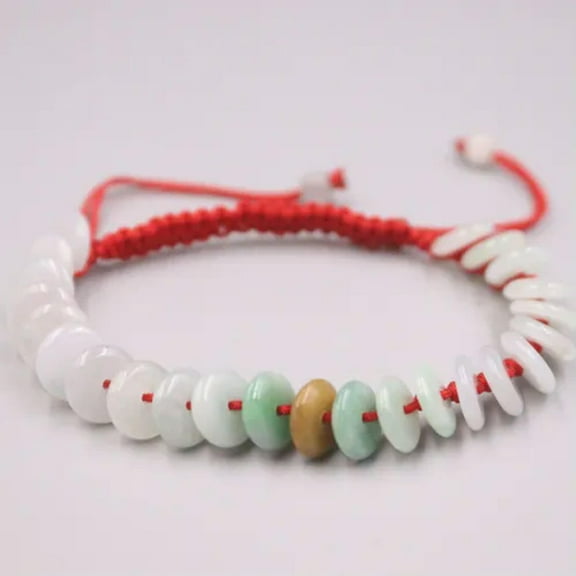 HOOUN Real 100% Natural Jade Jadeite Men Women Lucky Smooth Peace Beads Rope Bracelet