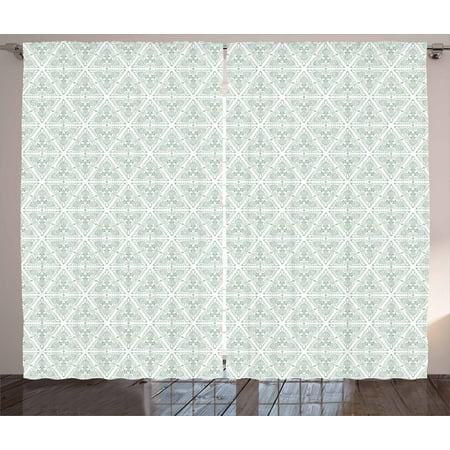 - Vintage Curtains 2 Panels Set, Classical Art Nouveau Style Floral Pattern with Renaissance Inspirations, Window Drapes for Living Room Bedroom, 108W X 63L Inches, Pale Sage Green White, by Ambesonne