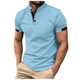 thumbnail image 1 of Camiseta informal de manga corta con patchwork para hombre, ideal para las vacaciones en la playa y el estilo urbano., 1 of 5