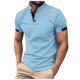 thumbnail image 1 of Camiseta informal de manga corta con patchwork para hombre, ideal para las vacaciones en la playa y el estilo urbano., 1 of 3