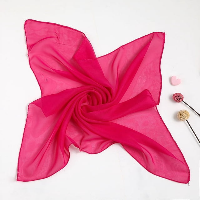 Nvzi Bufanda elegante personalizada, bufanda cuadrada de gasa de verano de color sólido, bufanda de seda sintética, bufanda decorativa (rosa oscuro)