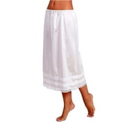 Women's Midi Dress Ladies Elastic Waist Slip Long Skirt Underskirt Petticoat