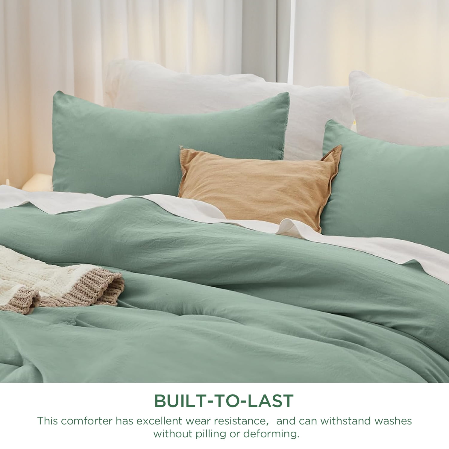U by Bedsure 3 Pieces Full Comforter Bedding Sets, Sage Green Comforter Set for All Seasons, 1 Lightweight Prewashed Comforter and 2 Pillowcases, Full, Sage Green