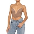 thumbnail image 1 of SAYOO Mujeres Casual Tank Tops, Sin Mangas Sin Espalda Color Sólido Cuello En V Irregular Sling Crop Tops SAYOO  Moda, 1 of 4