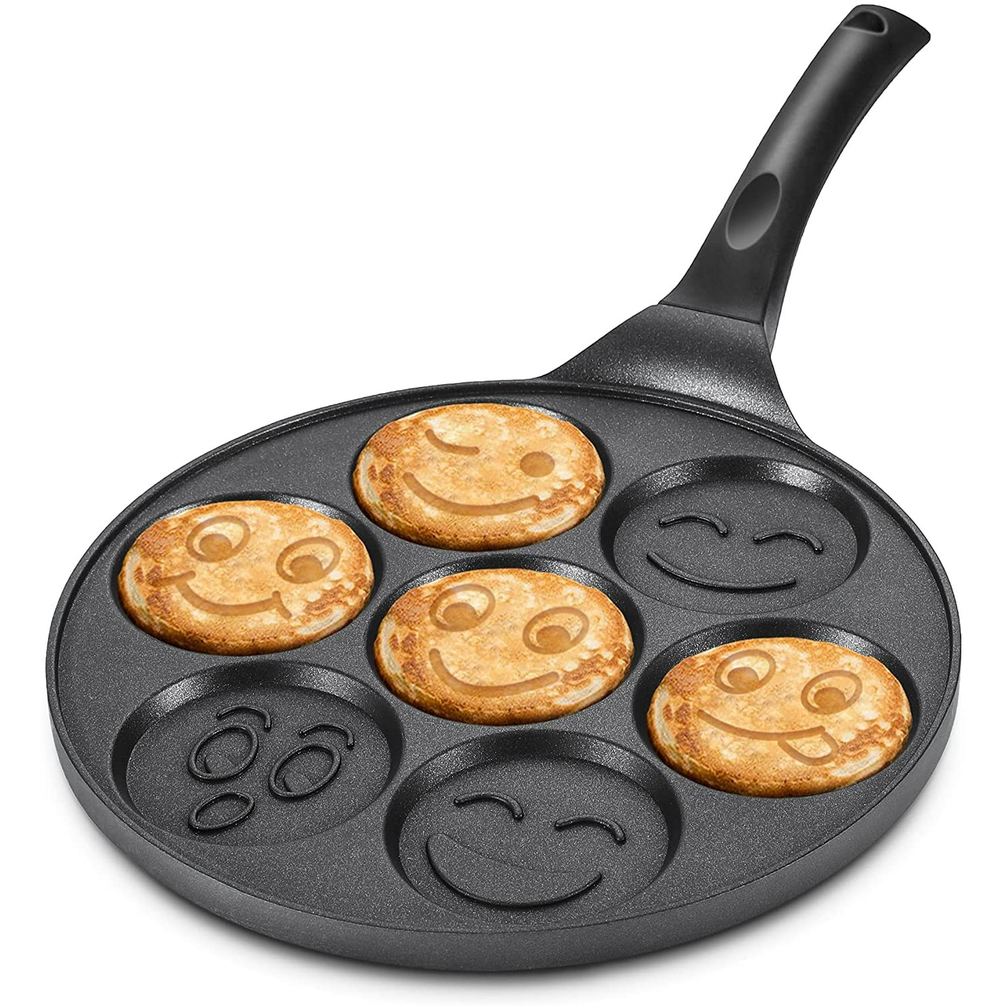XINQIHANG Pancake Pan with 7 Smiley Face Nonstick Pancake Maker Mini Pancake Griddle Pan for Kids Black Walmart