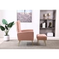 thumbnail image 3 of Pink Velvet Armchair and Ottoman / Used in Office for Comfort / Gain a Supportive Seating Option, 3 of 6