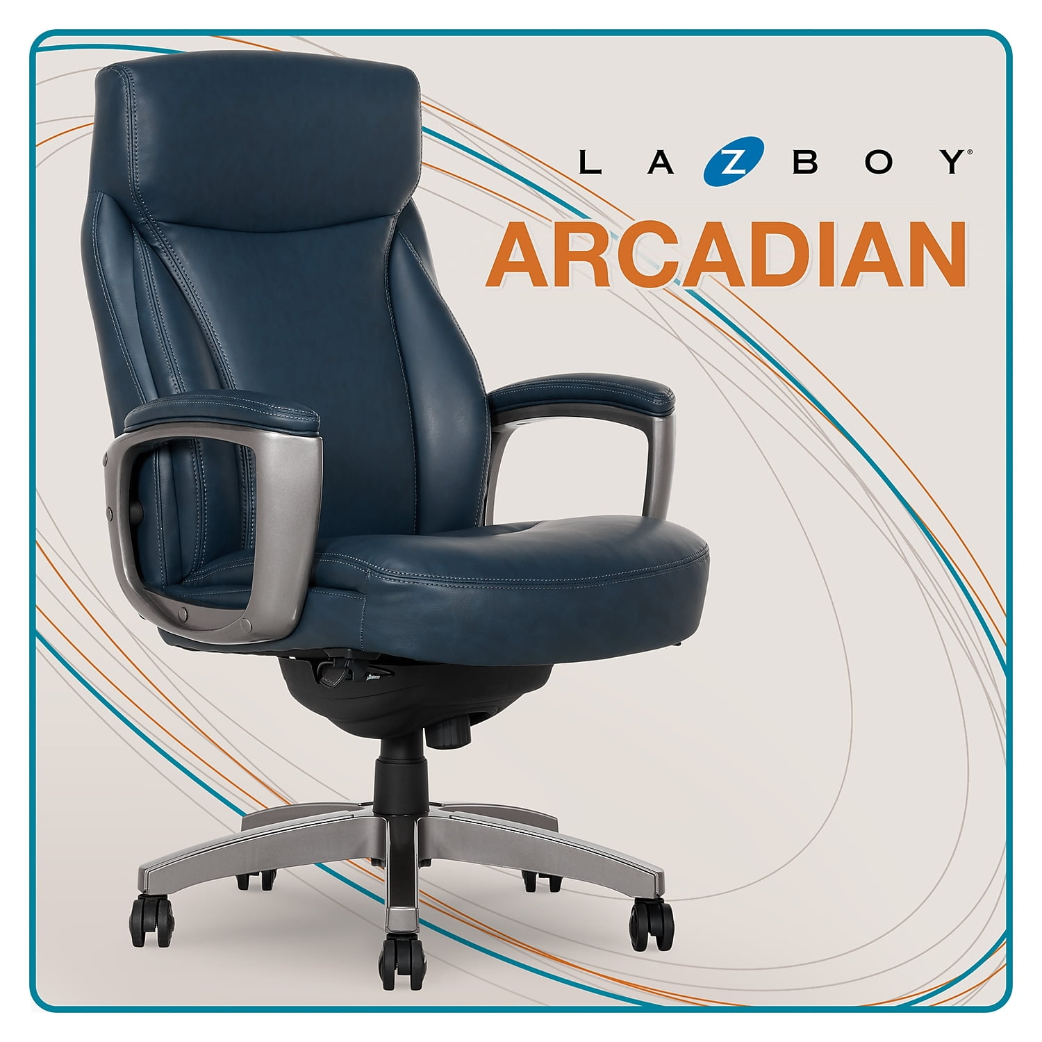 La-Z-Boy Ergonomic Leather Executive Office Chair, Blue