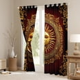 thumbnail image 3 of Manfei Vintage Sun Moon Curtains Pack of 2 (42x84 Each), Western Bohemian Damask Floral Curtains Blackout, Gold Red Bedroom Curtains, Window Curtains Decor, 3 of 6