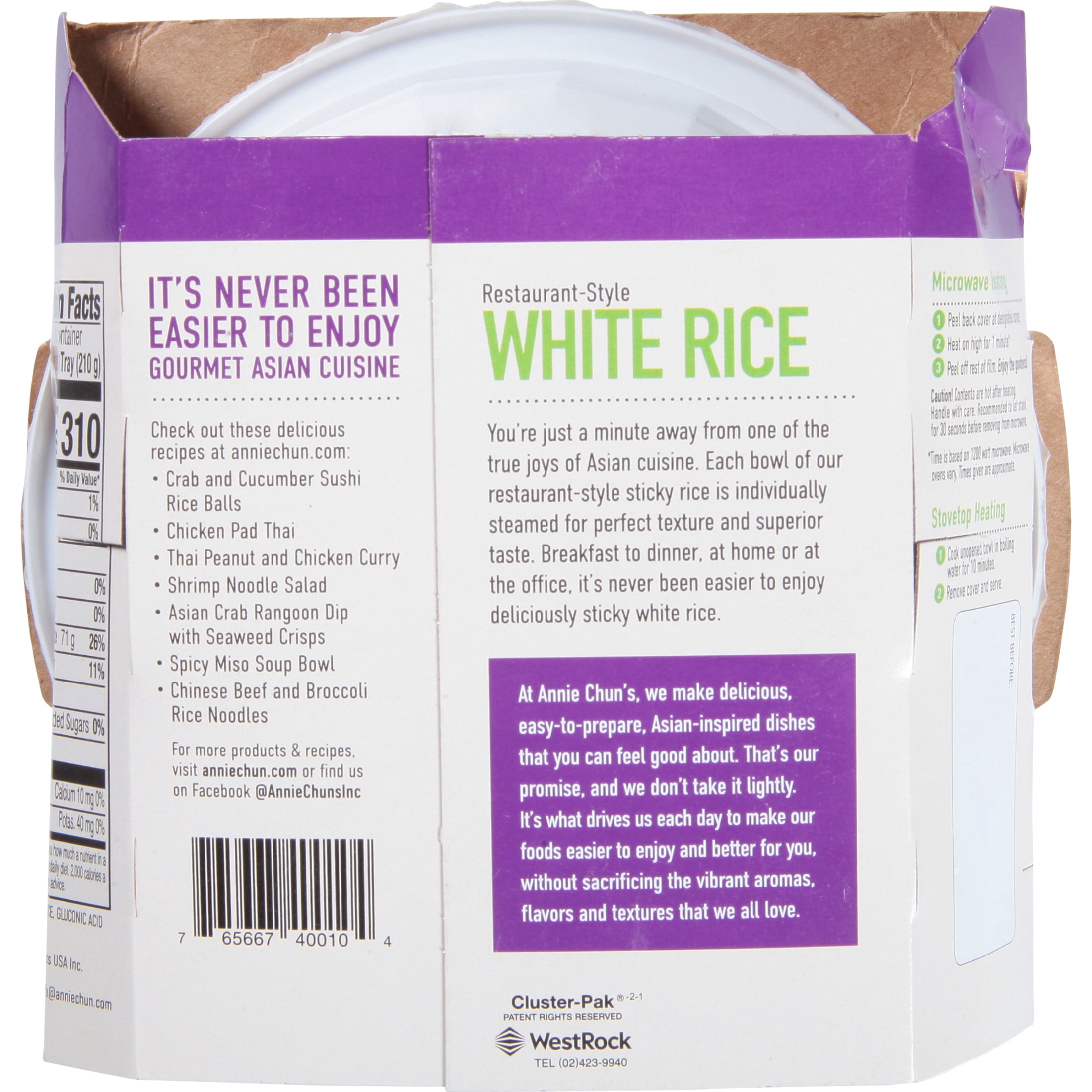 Annie Chun's Cooked White Sticky Rice, 7.41 oz 6 Pack