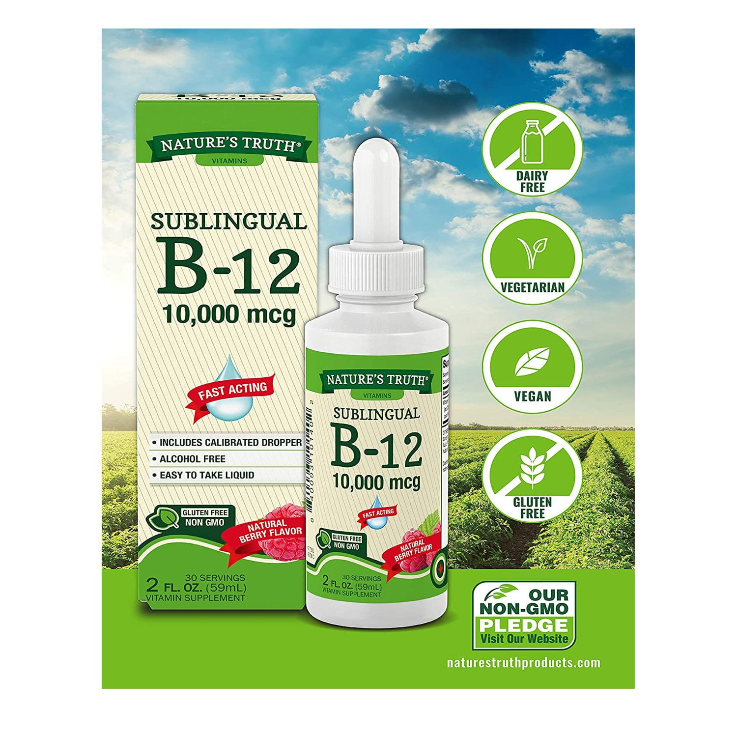 Nature S Truth Sublingual Oz Complex Plus Natural Liquid B 12 Pack 6 B 2 Berry Of Flavor