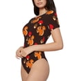 thumbnail image 2 of KLL Women 's Crew Neck Bodysuit Jumpsuits Cute Squirrel Print Short onesies Stretch T Shirts, 2 of 7