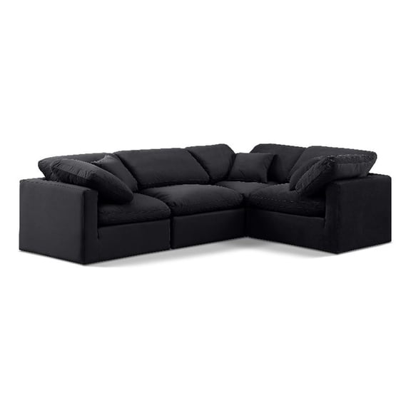 Meridian Furniture Indulge 123.5" Velvet L-Shaped Modular Sectional in Black