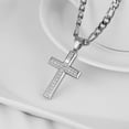 thumbnail image 2 of Gold Plated Solid CZ Cross Necklace For Men Women Stainless Steel Religion Jewelry With 24 Inch Figaro Chain, 2 of 6