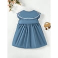 thumbnail image 3 of 2T Baby Girls Dress Toddler Girls Summer Sleeveless Dress 3T Girls Embroidering Collar Solid Color Dress Blue, 3 of 7
