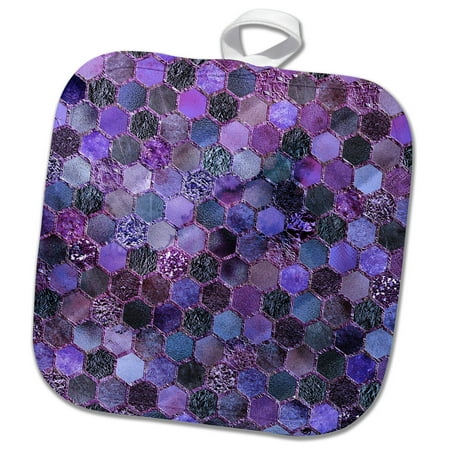 

3dRose Trendy Purple Feminine Faux Glitter Honeycomb Hexagon Pattern - Pot Holder 8 by 8-inch