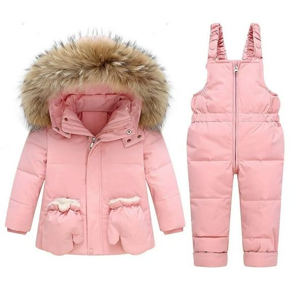 Gyujnb Kids Snowsuit Two Piece Set Insulated Winter Outfit Warm Outdoor Play Gear for Boys and Girls,5-6 Years