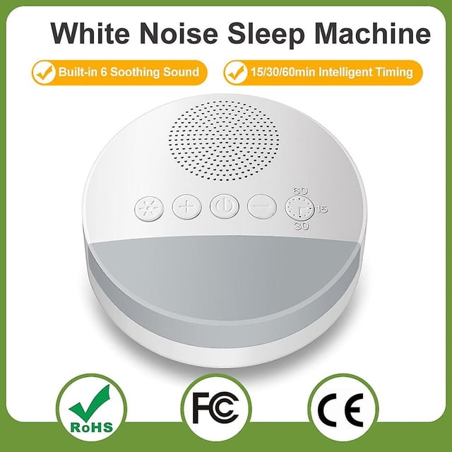 Máquina de dormir de ruido blanco para bebés, 6 sonidos relajantes incorporados, luz de respiración suave, apagado automático, reproductor de sonido de la máquina de dormir
