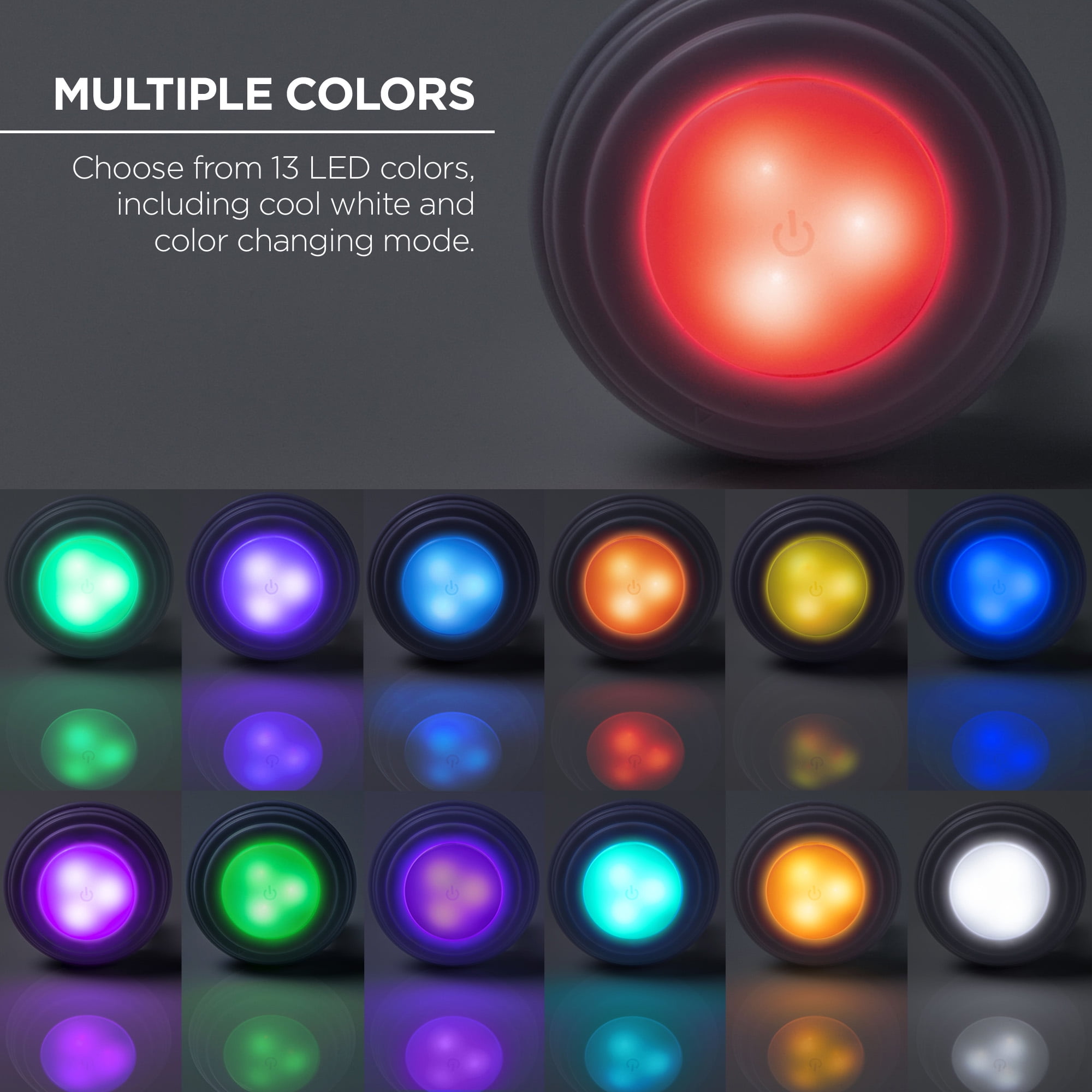 Merkury Innovations Multicolor RGB Puck Lights Battery Operated Touch Activated with Remote Control 3 Pack
