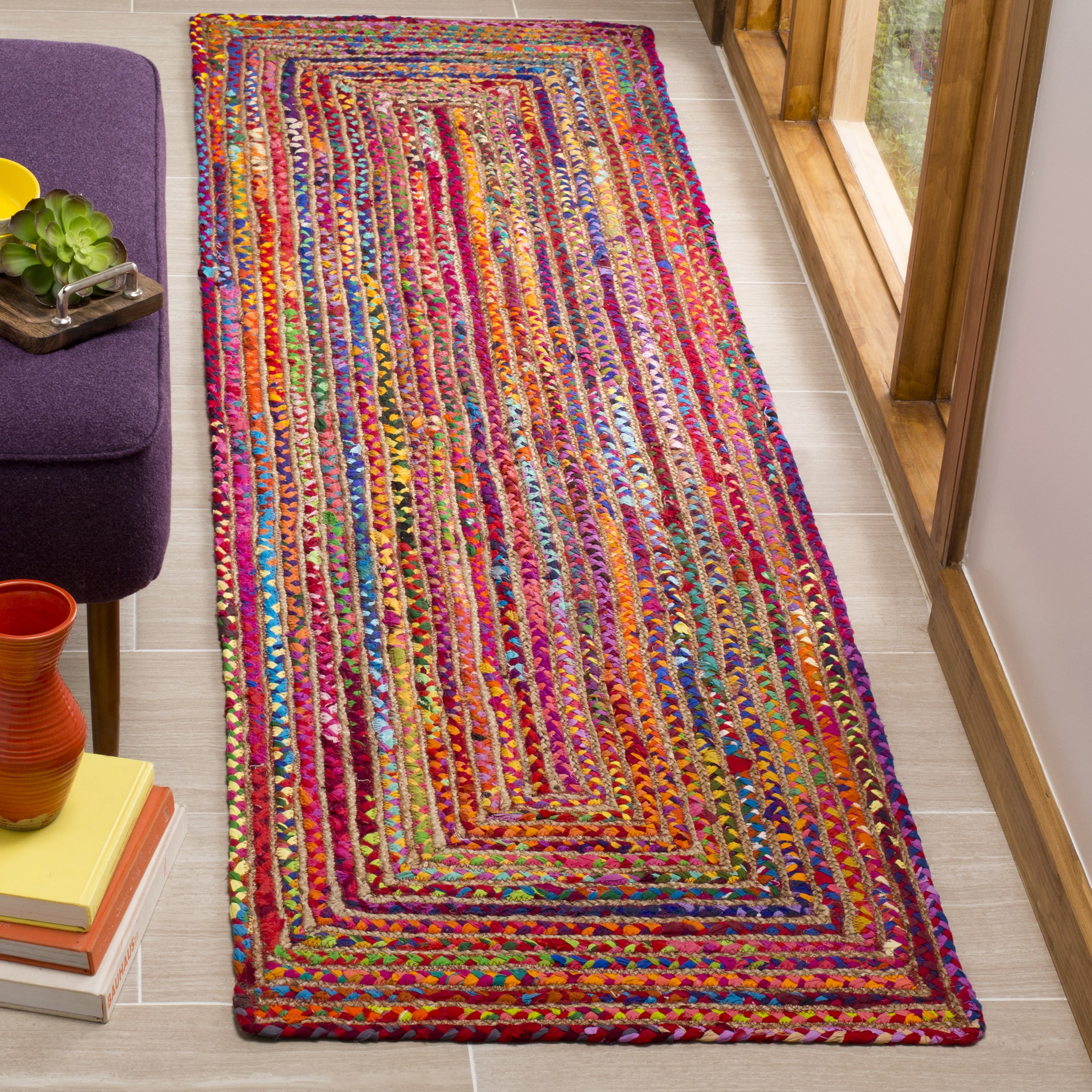 SAFAVIEH Cape Cod Miah Geometric Runner Rug, Red/Multi, 2'3" x 7'