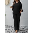 thumbnail image 6 of AURA Plus Size Pants Suits for Women Dressy 2 Piece Sets with 3/4 Sleeve Top Wide Leg Pants for Work & Daily Wear, 6 of 8