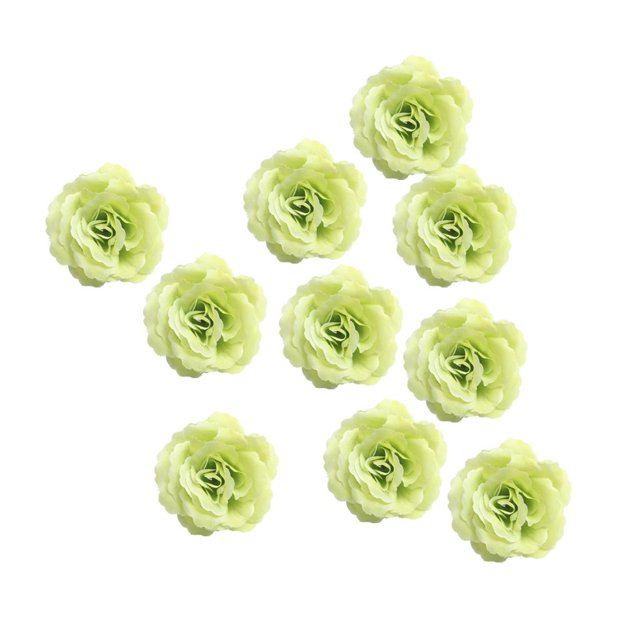 10 Uds de cabezas de rosas artificiales Zulema 7cm cabezas de Seda para decoración de boda DIY Verde Cabeza de flor artificial