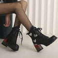 thumbnail image 3 of NECHOLOGY Botas Mujer Adulto Femenino Zapatos Botines de mujer Botines de mujer Otoño e Invierno tendencia de moda cambio Gradual estampado de cómodo tacón cuadrado tacón grueso (Black, 7), 3 of 6