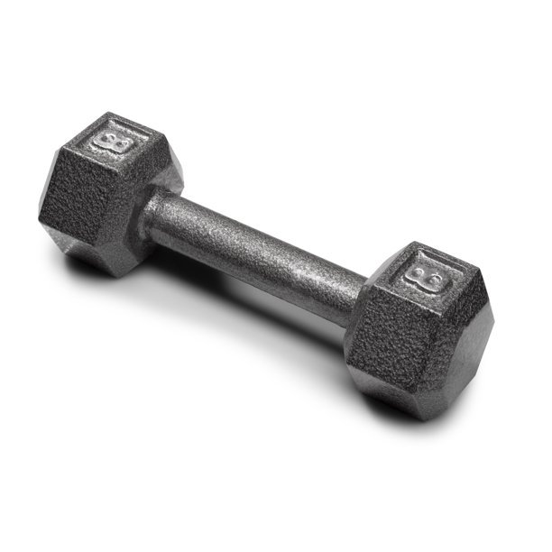 Weider Cast Iron Hex Dumbbell with Knurled Grip, 8 lbs