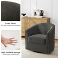 thumbnail image 4 of DREAMSIDEA Swivel Accent Chairs Set of 2,Oversized Linen Barrel Club Chair Upholstered Armchair for Living Room -Gray, 4 of 6