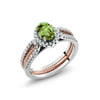 Gem Stone King 925 Two-Tone Sterling Silver Green Peridot Wedding Band Insert Engagement Stackable Ring for Women (1.42 Cttw, Gemstone Birthstone, Available in Size 5, 6, 7, 8, 9)