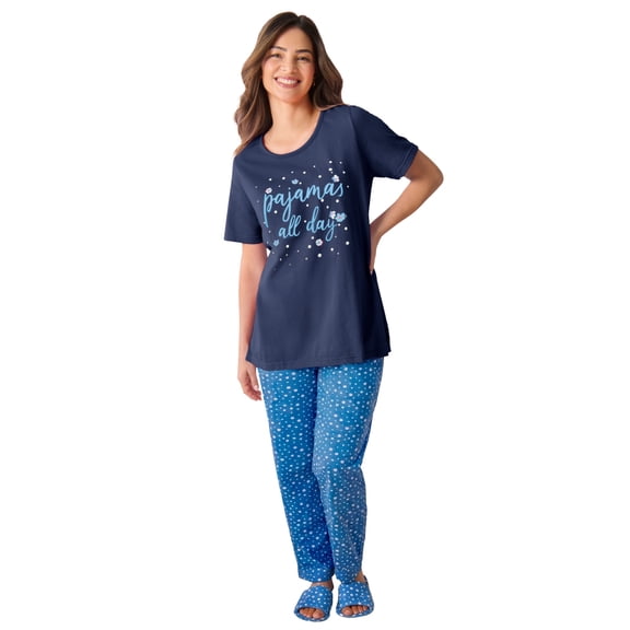 Dreams & Co. Plus Size Graphic Tee PJ Set