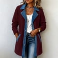 thumbnail image 7 of WAGUTH Women's Corduroy Denim Patchwork Jacket Lapel Collar Button Down Casual Mid Length Coat with Pockets for Fall Winter Daily Wear, 7 of 7