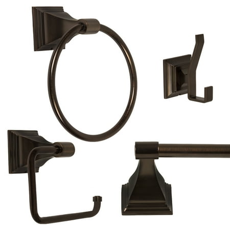 4 Piece Bathroom Accessory Set with 24" Towel Bar - Oil Rubbed Bronze