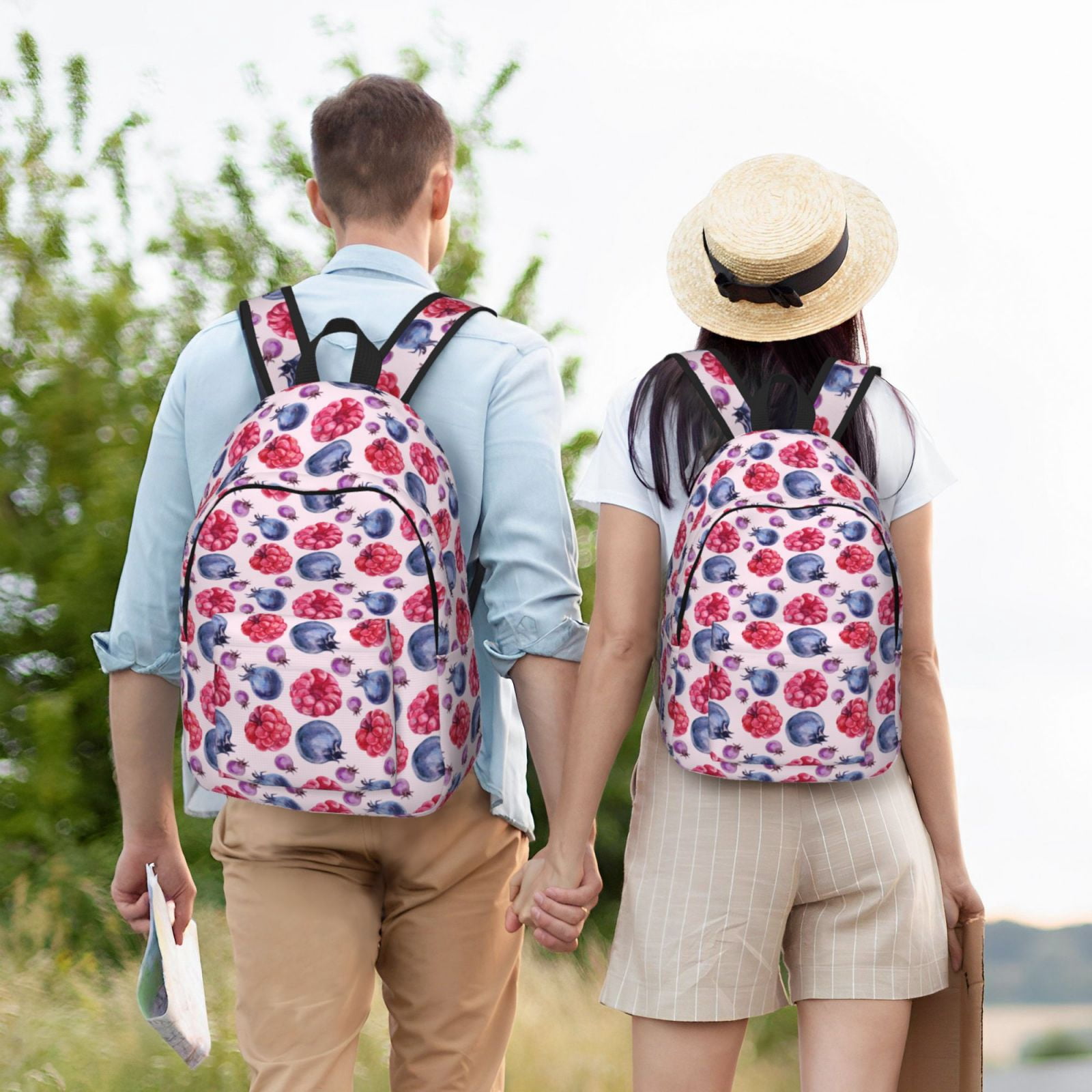 Travel Laptop Backpack - Blueberries berry pattern Lightweight Canvas Backpack, Wear Resistant Computer Backpack Bag Fit {sizeName} Laptop for Men Women with Adjustable Padded Shoulder Straps