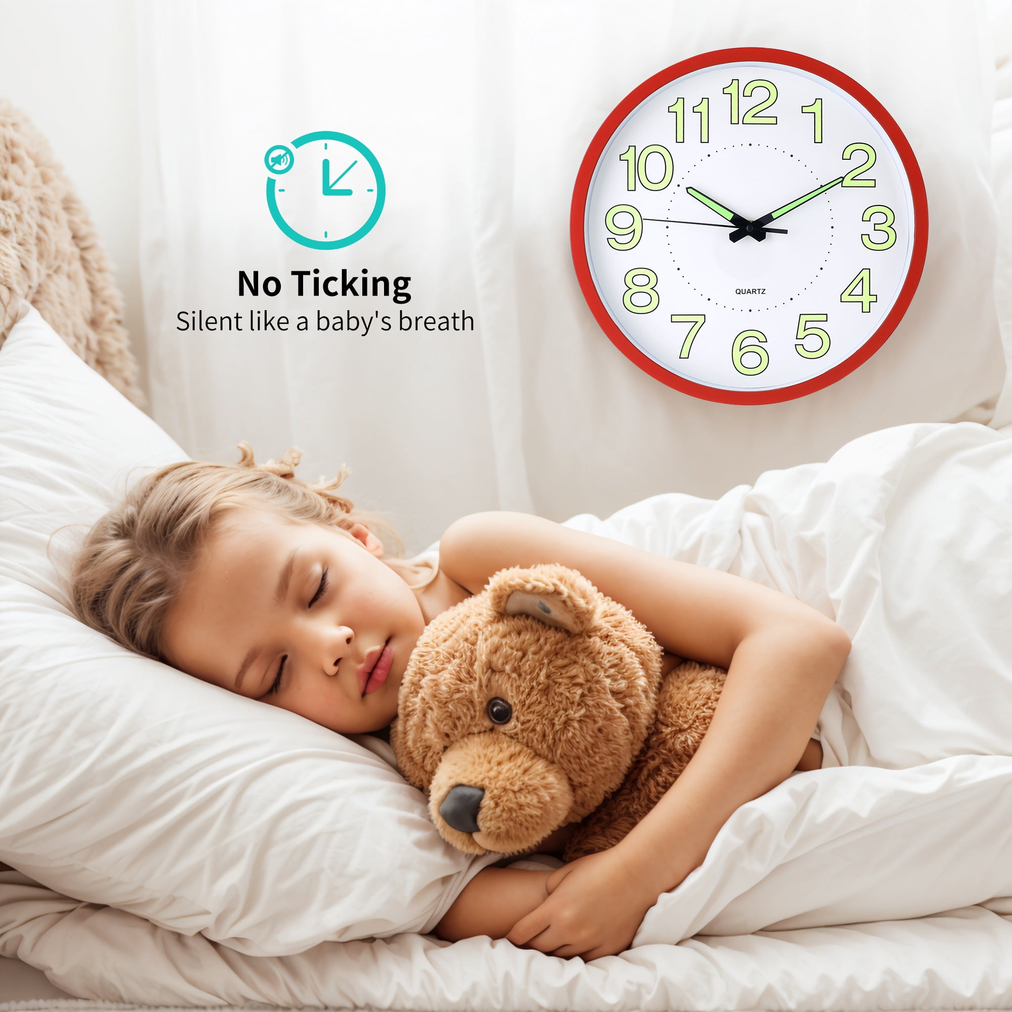 Unique Bargains Silent Non Ticking Battery Operated Wall Clock Black
