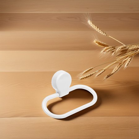 BESTYASH Bathroom Hand Towel Holder Towel Holder Ring Self-adhesive ABS White 1Pcs for Homeowners