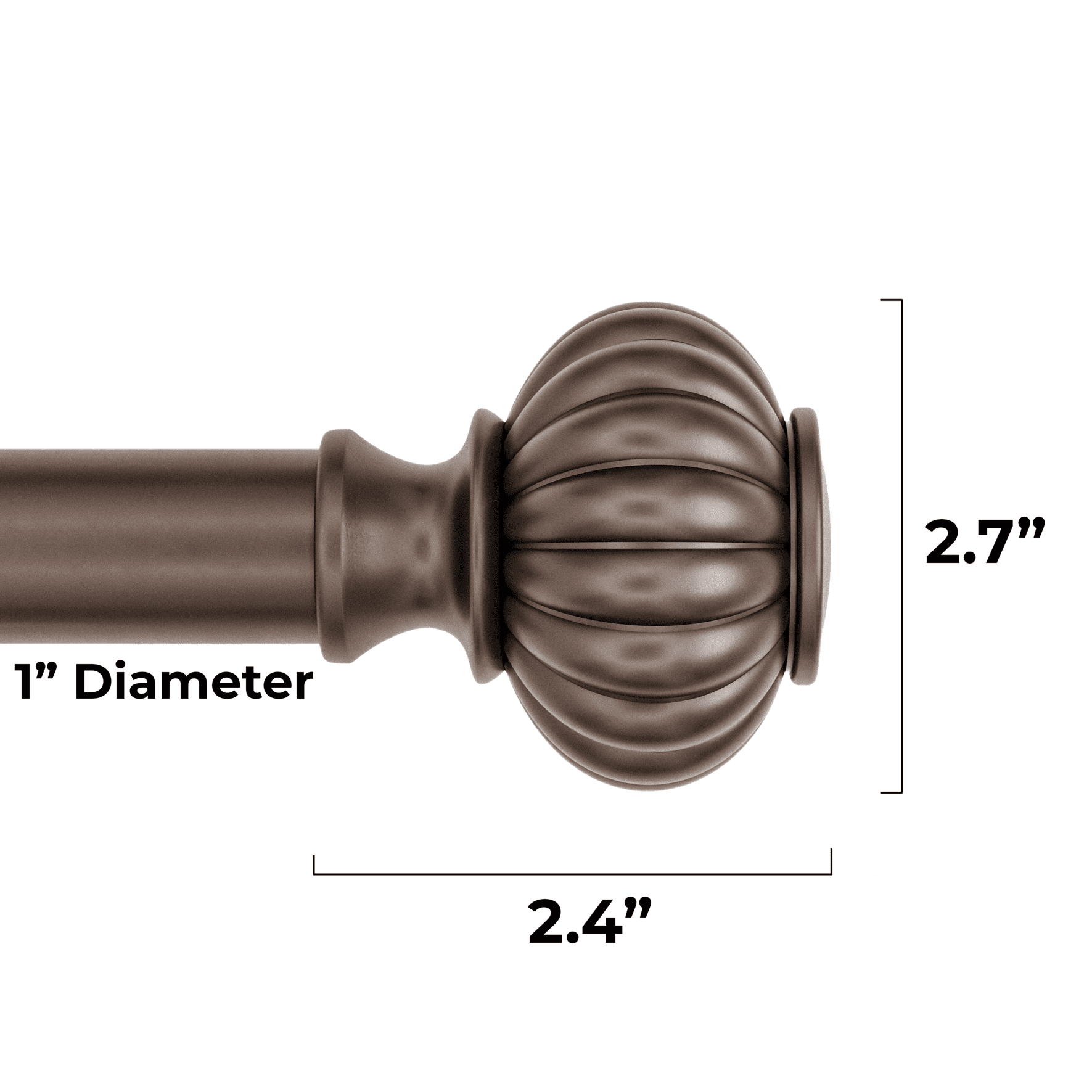 Better Homes & Gardens 1" Oil Rubbed Bronze Aubrey Knob Adjustable Single Curtain Rod Set 42"-120"