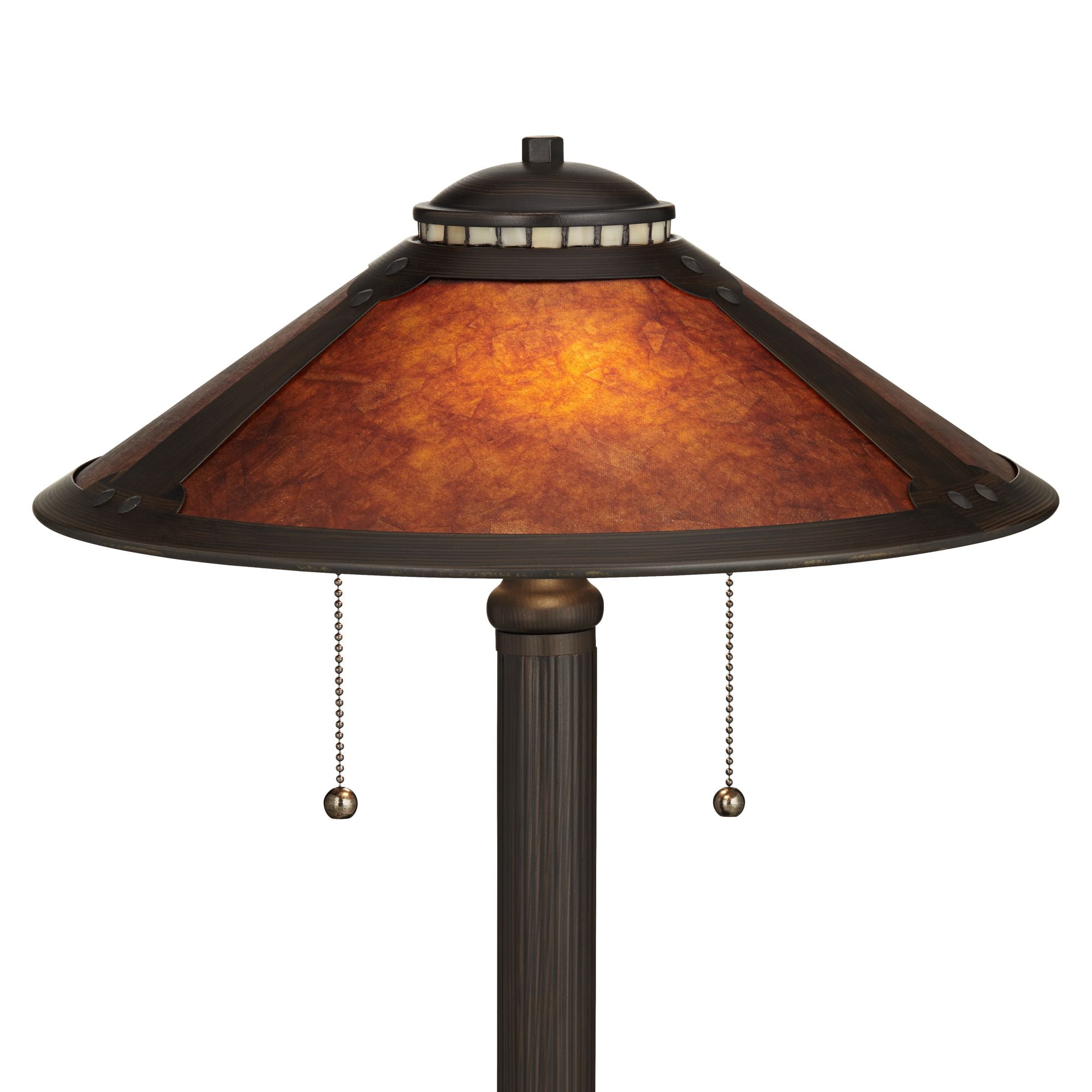 Robert Louis Tiffany Mica Mission Desk Lamp 18 1/2" High Oil Rubbed Bronze Natural Mica Shade for Bedroom Living Room Bedside Nightstand Kids Family